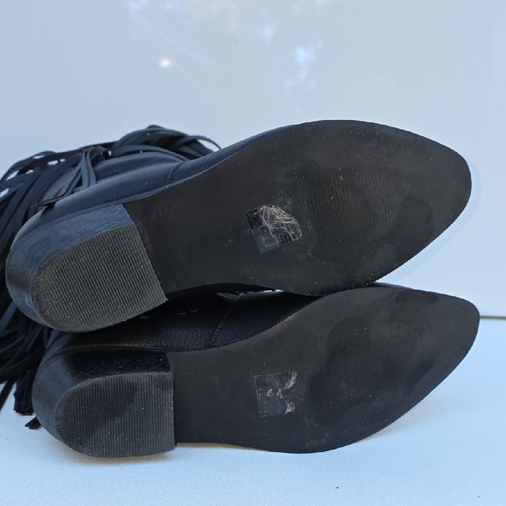 466. SheSole Black Fringe Studded Cowboy Boots - Size 39 (US 8-8.5) - Picture 7 of 7